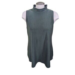 Sympli Mock Neck Jersey Sleeveless Top Womens 12 Dark Green Made In Canada